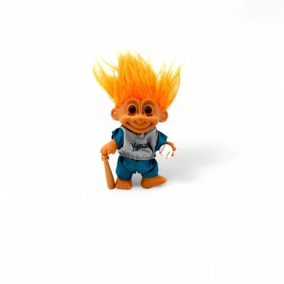 Vtg Russ Berrie Baseball Troll Doll Florida Marlins MLB with Bat & Ball 1990s - Picture 6 of 10
